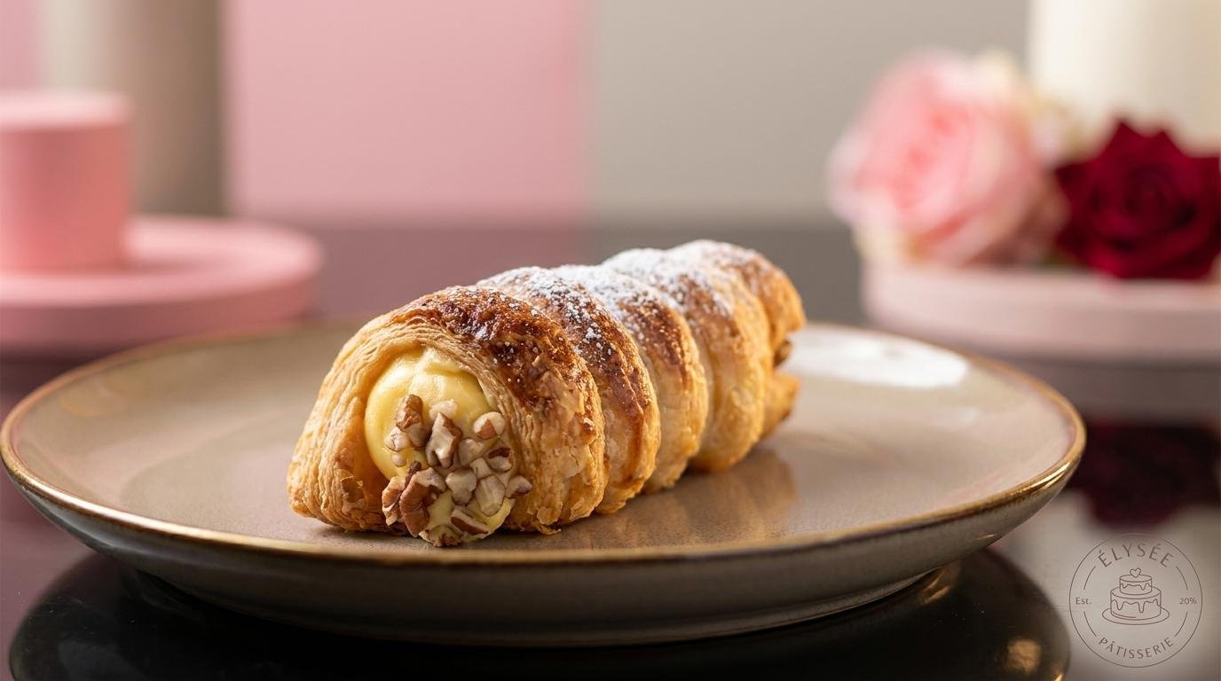 Cannoli con crema pastelera y nuez
