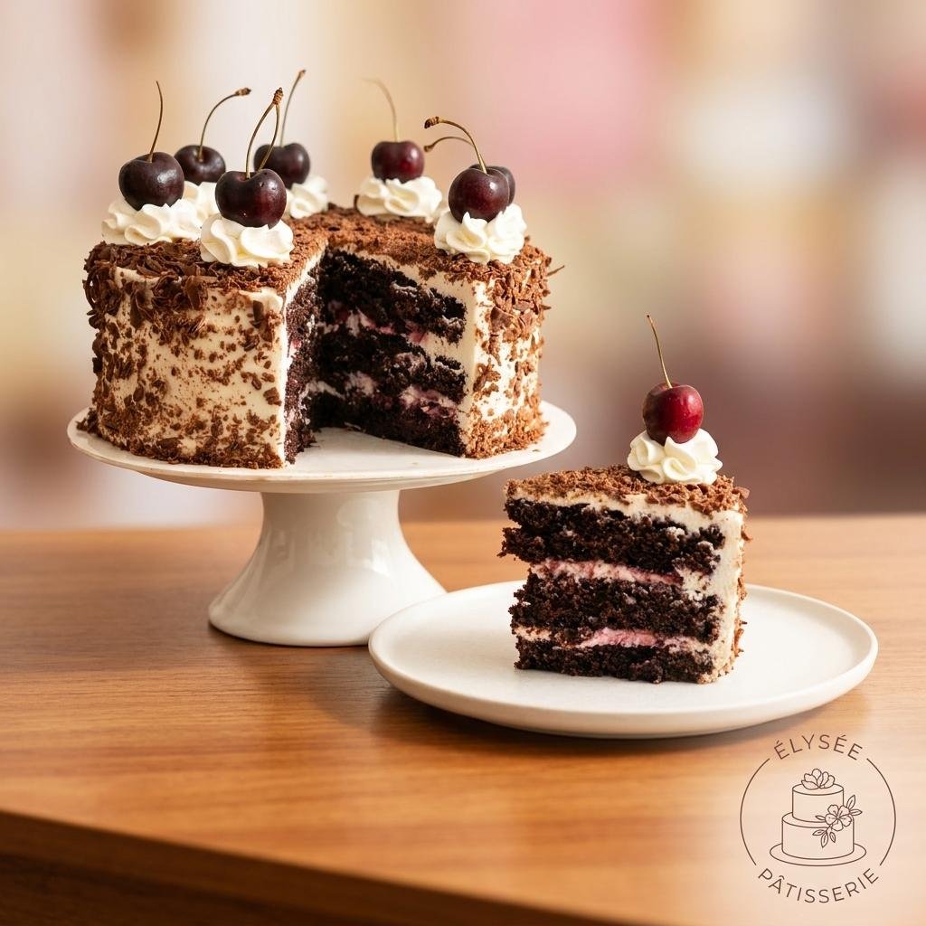 Pastel selva negra con cerezas